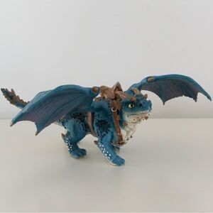 Schleich Blue Dragon With Saddle Figurine 2012 Fantasy Creature Toy